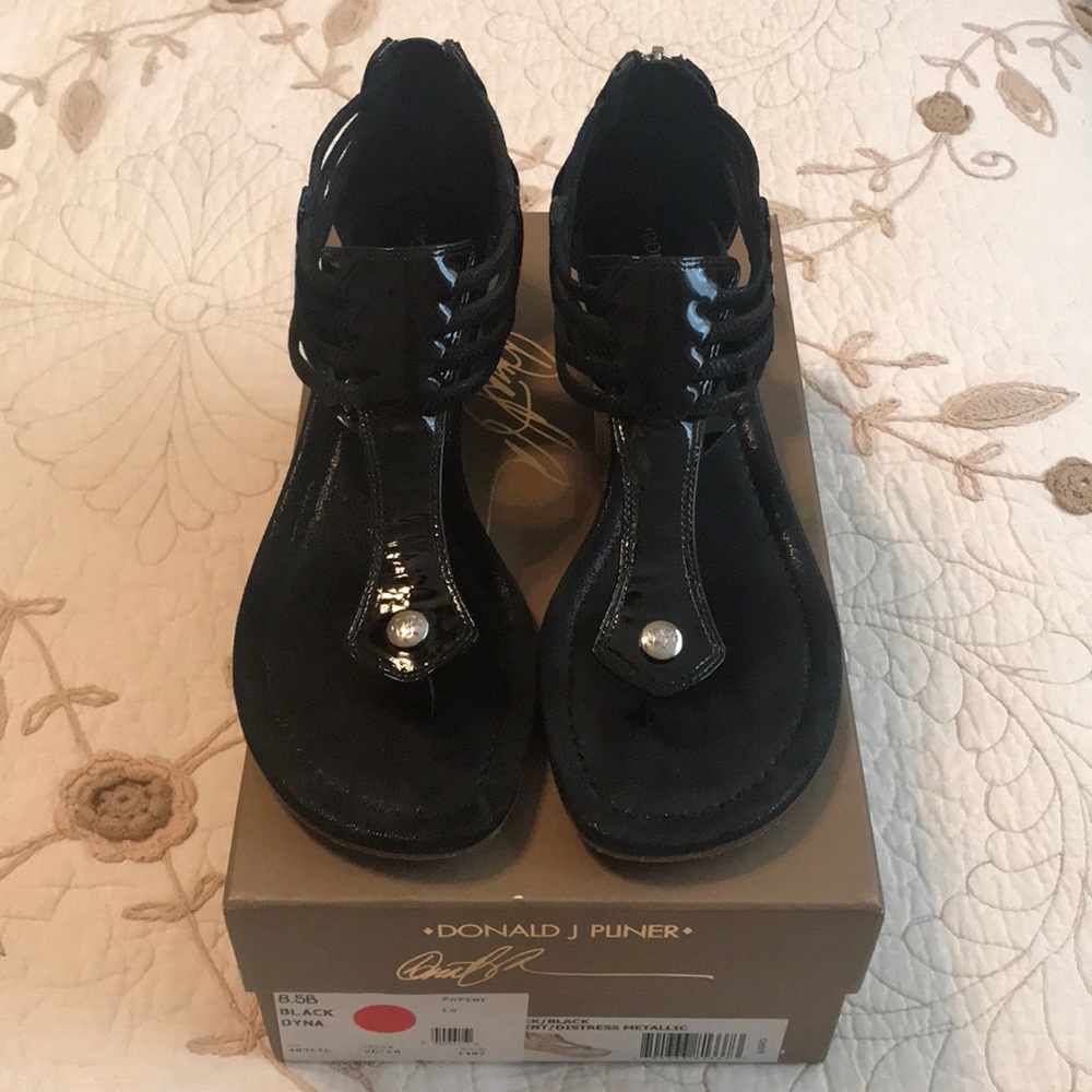 Donald J. Pliner black patent sandals
